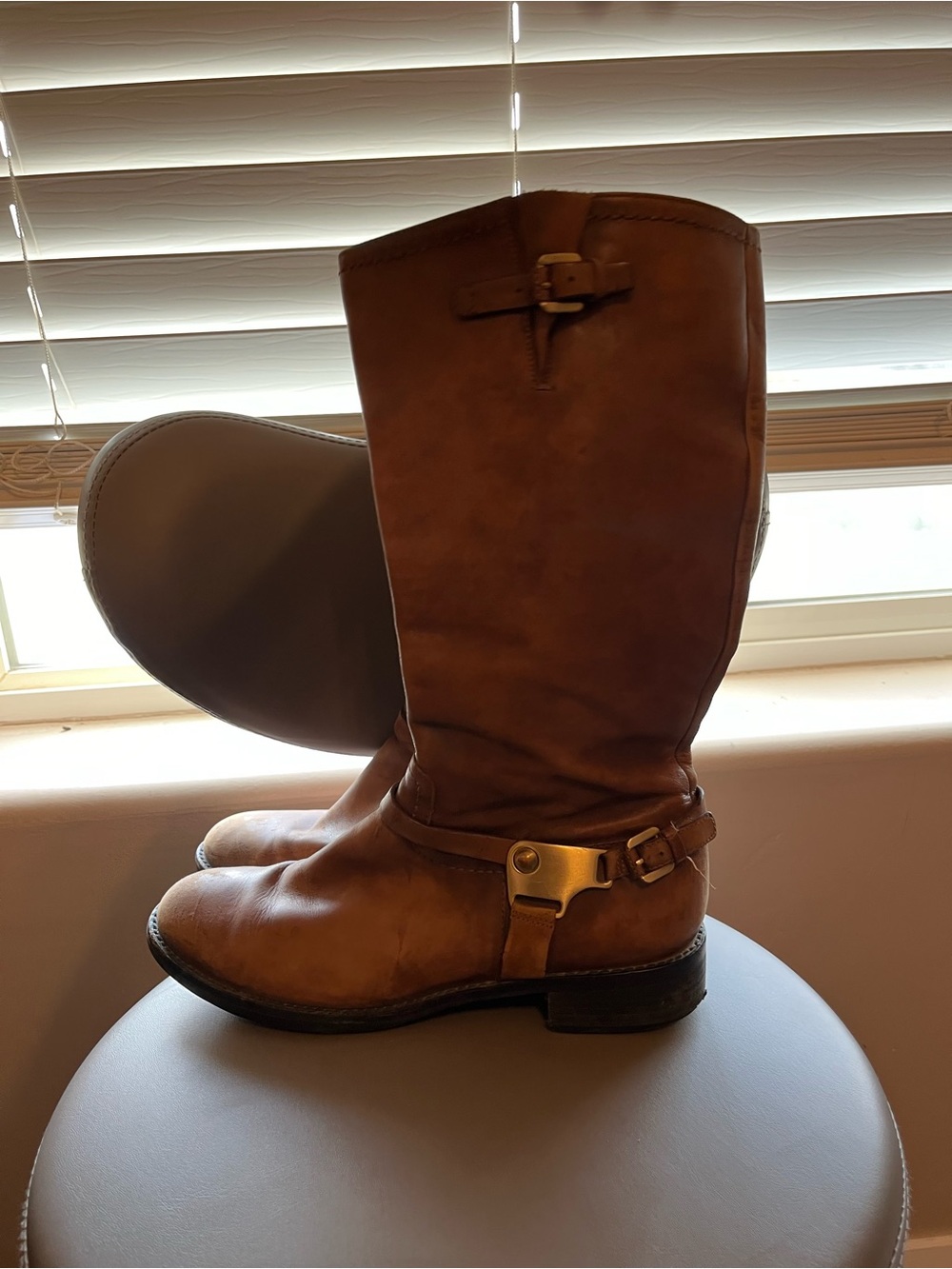 Ecco Women's Brown Leather Harness Heeled Boots
